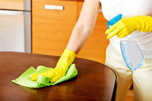 Professional carpet cleaning equipment used on a hallway carpet